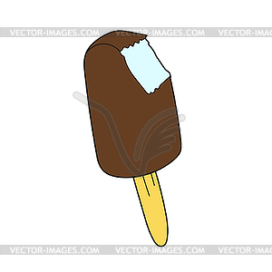 Simple cartoon icon. Bitten ice cream popsicle - vector image