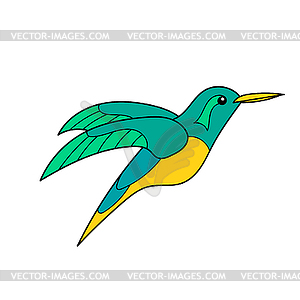 Simple cartoon icon. With Funny little hummingbird - vector clip art