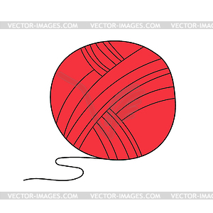 Simple cartoon icon. red knitting ball yarn - vector image