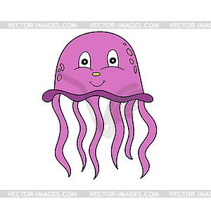 Simple cartoon icon. Jellyfish. Cartoon character - vector image