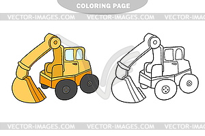 Simple coloring page. Excavator to be colored. - stock vector clipart