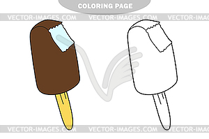 Simple coloring page. Popsicle bar ice cream with - vector image