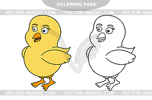 Simple coloring page. funny baby chicken - vector clip art