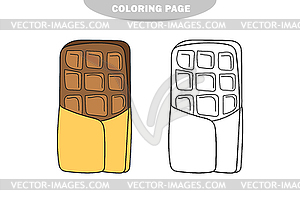 Простая раскраска. Упаковка шоколада. Простой - векторное графическое изображение