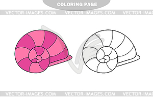 Simple coloring page. Line drawn round seashell - vector image