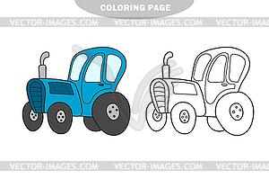 Simple coloring page. Tractor Side View Coloring - vector clip art