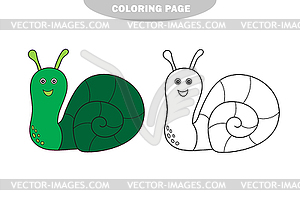 Simple coloring page. Little cute snail, contour - vector image