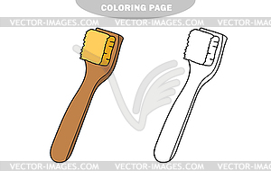 Simple coloring page. wooden brush. for coloring - vector clipart