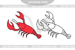 Simple coloring page. Cartoon shrimp cancer - vector clip art