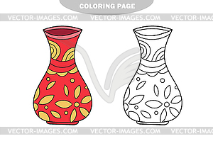 Simple coloring page. Page to be colored. One vase - vector image