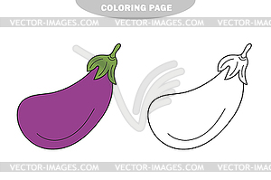 Simple coloring page. Eggplant, coloring book for - vector clipart