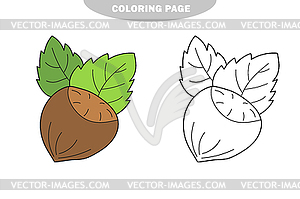 Simple coloring page. Hazelnut to be colored, - vector clipart