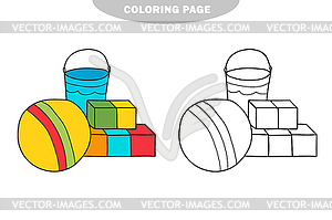 Simple coloring page. Kids toys. Black and white - vector clip art