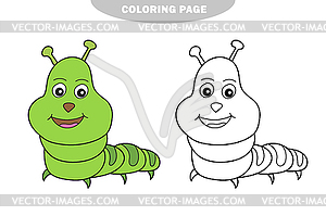 Simple coloring page. Caterpillar for coloring page - vector clipart
