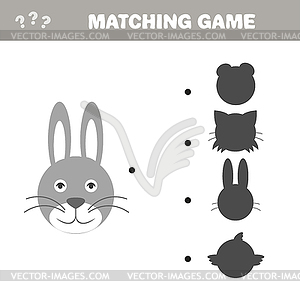 Shadow matching game. Hare with different shadows t - vector clipart