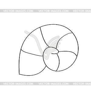 Simple coloring page. Line drawn round seashell - vector clip art