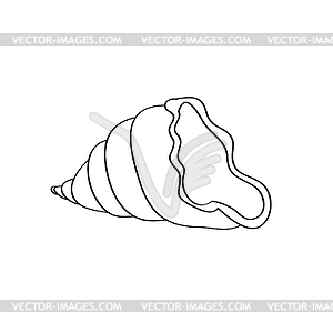 Simple coloring page. Line drawn round seashell - vector image