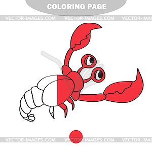 Simple coloring page. Cartoon shrimp cancer - vector clipart / vector image