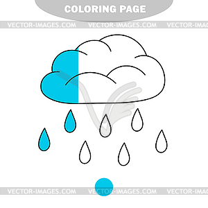 Simple coloring page. Cute raining cloud. black - vector image