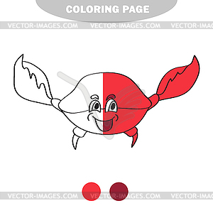 Simple coloring page. Cartoon crab - Coloring book - vector clip art