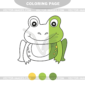 Simple coloring page. Cute Frog - vector image