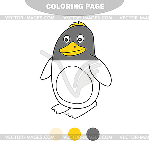 Simple coloring page. Penguin cartoon - Coloring - vector clipart / vector image