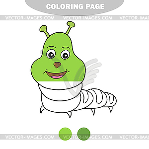 Simple coloring page. Caterpillar for coloring page - vector image