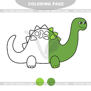 Simple coloring page. Funny Dino, educational game - color vector clipart