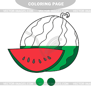 Simple coloring page. black and white watermelon fo - vector image