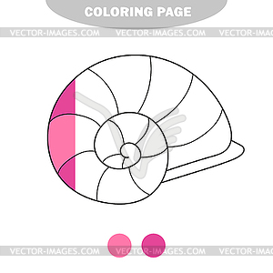 Simple coloring page. Line drawn seashell background - vector image