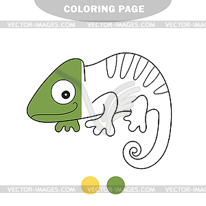 Simple coloring page. chameleon for coloring book - vector image