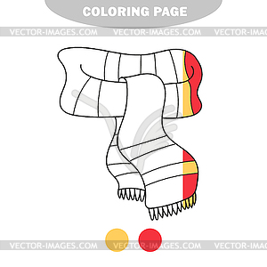 Simple coloring page. Winter scarf line icon. Half - vector clipart / vector image