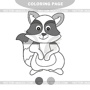 Simple coloring page. Forest animal raccoon doodle - white & black vector clipart