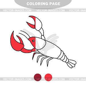 Simple coloring page. Cartoon shrimp cancer - vector clipart