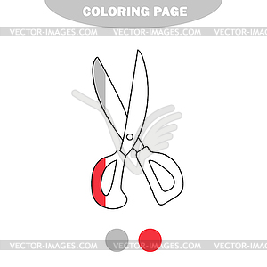 Simple coloring page. Outline scissors. Cartoon - vector image