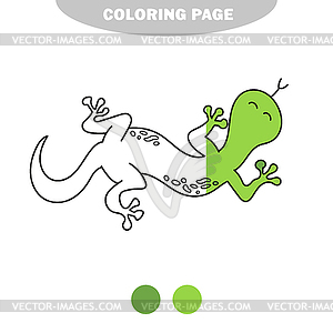 Simple coloring page. Lizard for kids in doodle - vector clipart