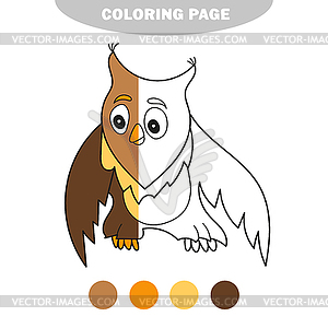 Simple coloring page. Colorless funny cartoon owl.  - vector clip art