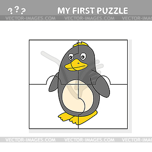 Of penguin puzzle for preschooll kids - my first - vector clipart