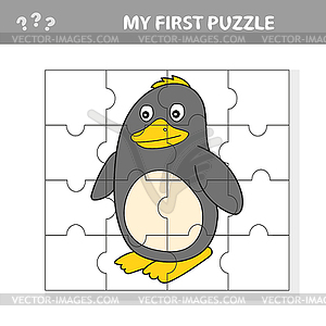 Of penguin puzzle for preschooll kids - my first - vector clip art