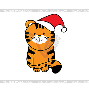 Cute cartoon striped tigers . Funny baby tiger in - vector clip art