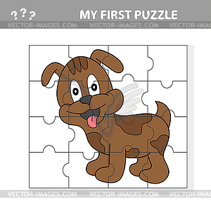 Cartoon Educational Jigsaw Puzzle Game for - vector clipart