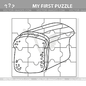 My first puzzle. Bread. Puzzle pieces - game for - vector clipart