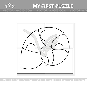Детская игра с кусочком пазла из морской ракушки в морской жизни - клипарт в векторном формате