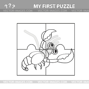 My first puzzle. Sea crayfish. Puzzle pieces - - vector clipart