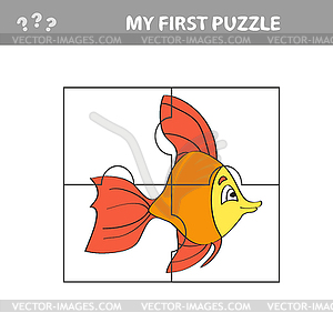 Fish in cartoon style, education game for - vector image