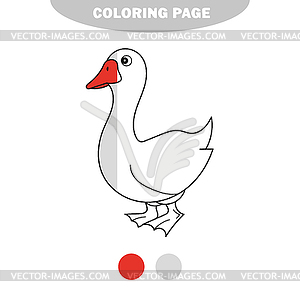 Black and White Cartoon Funny Goose Farm Bird Animal - vector clipart