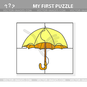 Umbrella in cartoon style, education game for - vector clipart