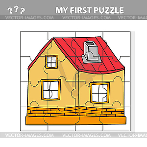 Education paper game for children, House. My first - vector image
