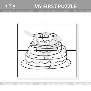 Education paper game for children, sweet cake. My - vector clipart