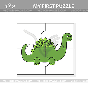 Cute puzzle game. puzzle game with happy cartoon - vector image